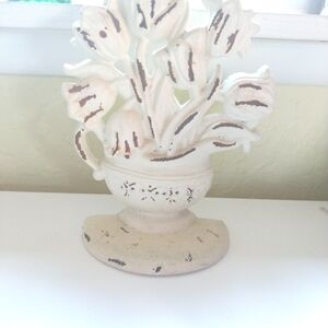 Vintage Cream Tulip Cast Iron Doorstop